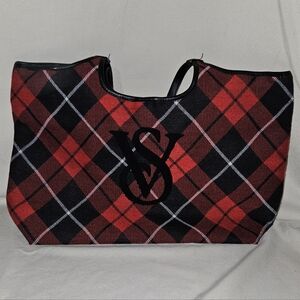 Victoria's Secret Red and Black Plaid Tote Bag